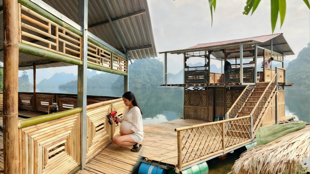Pregnant Woman Builds a FLOATING TWO-STORY HOUSE in 120 Days | Start to Finish by @trieuthihoa