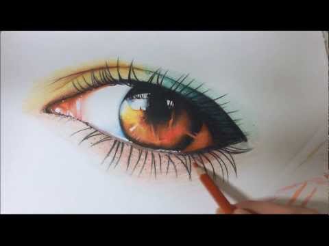Desenho realista com lápis de cor - Olho maquiado