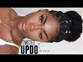 I Cant Cornrow!! Easy Natural Hair Updo With Twists + Covering Bald Patch | Hergivenhair