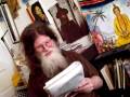 Rainbow reading his poetry. Easter 2009 Haight Ashbury Premie Satsang meeting