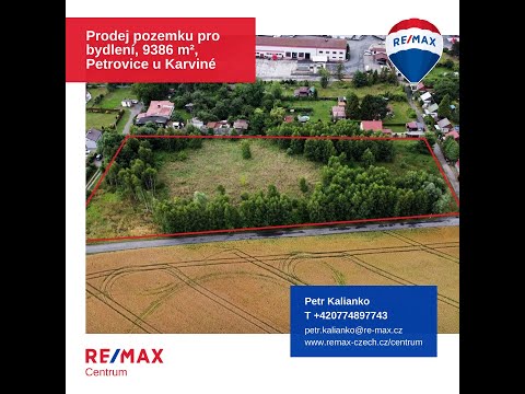 Video Prodej stavební pozemek 9 386 m2, Petrovice u Karviné