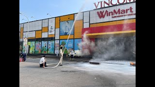 Diễn tập phương án chữa cháy tại Trung tâm thương mại Vincom+