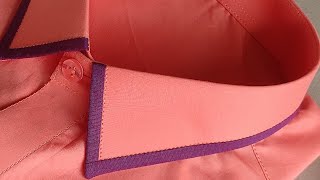 How to sew a shirt collar  make a full piping shir