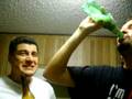 Team SJLIH Goose and King M chugging a beer.