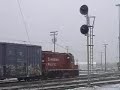 GP9 struggles to move a train in Alyth Yard