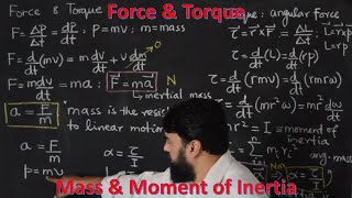 Difference between force and torque, mass and moment of inertia