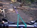 This clip was taken with one hand on the bars. It is in the Tahoe National Forest near my home at daybreak.  The temps were about 40 degrees F.   It is pretty hard to control the bike and dogs while shooting film.  The trail is super steep.  The dogs pull very hard. The clip shows how I hook up the dogs to the bike.
