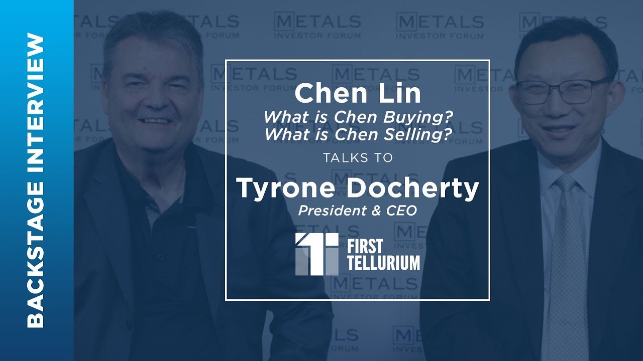 Tyrone Docherty of First Tellurium Corp. talks to Chen Lin at the May 2023 Metals Investor Forum