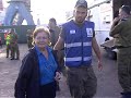 Passengers from the 7th flotilla ship arrive at the Ashdod Port accompanied by the IDF Naval Special Forces. The ship had been boarded by the IDF forces and with full compliance of the crew, instructed the ship's captain to sail to the Ashdod port after it had attempted to break the maritime closure of the Gaza Strip. Nineteen people were on board the boat, including eight crew members, all of whom will be transferred to the custody of the appropriate authorities in the Interior Ministry. The cargo found on board will be transferred to the Gaza Strip following security inspection.
