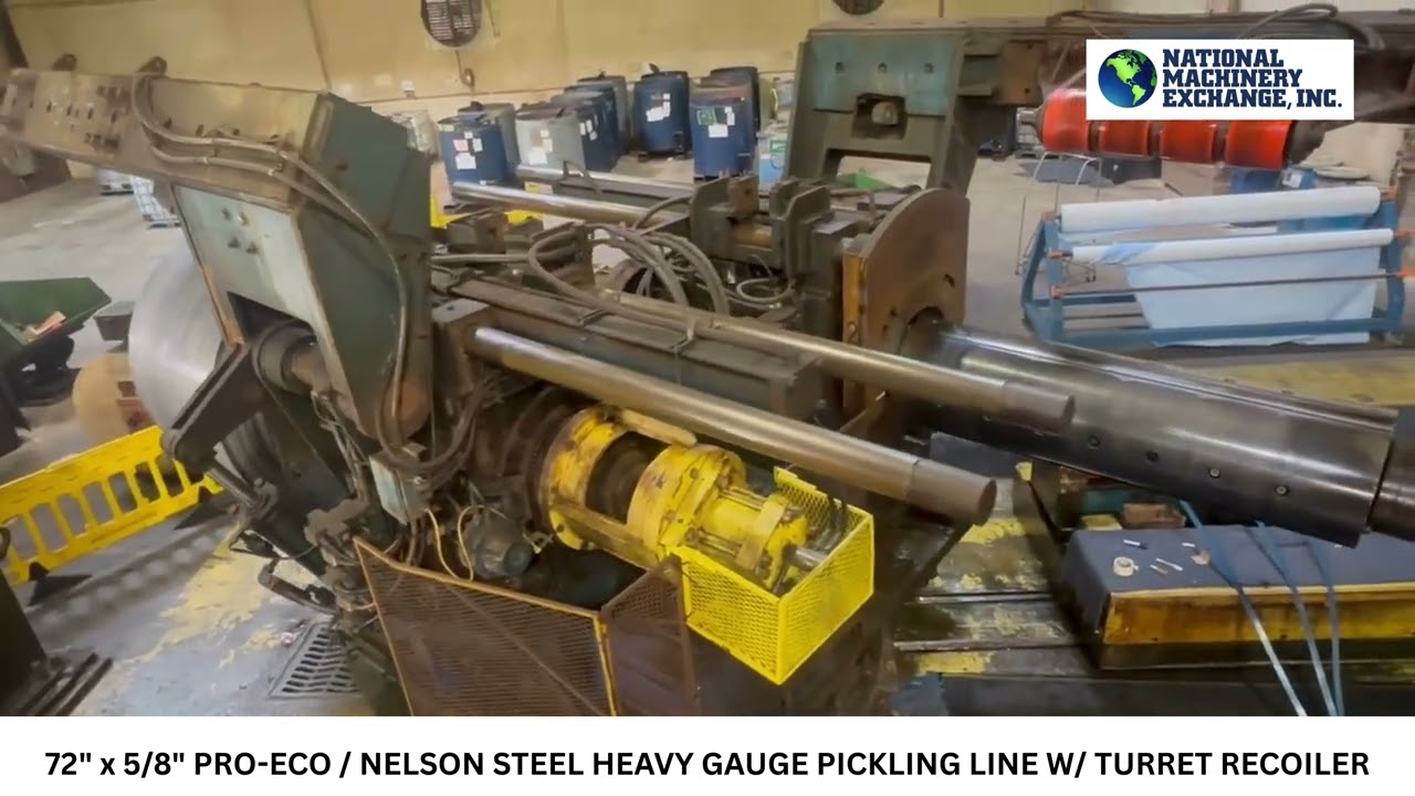 72" x 5/8" PRO-ECO / NELSON STEEL HEAVY GAUGE PICKLING LINE W/ TURRET RECOILER