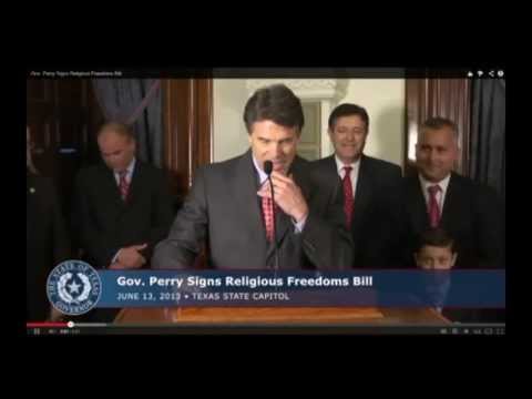perry - Texas Republican Governor Rick Perry says that Americans have no right to freedom from religion at the signing of the so-called 'Merry Christmas bill.' --O...