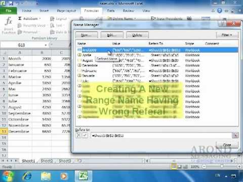 how to edit define name in excel