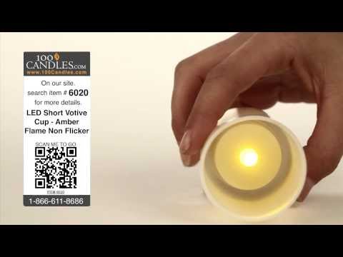 Battery Operated LED Short Votive Cup - Amber Flame Non Flicker