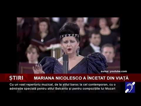 Soprana Mariana Nicolescu s-a stins din viață