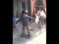 Kailer playing with his skateboard