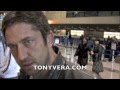Gerard Butler at LAX Taking to cameraman/journalist Tony vera