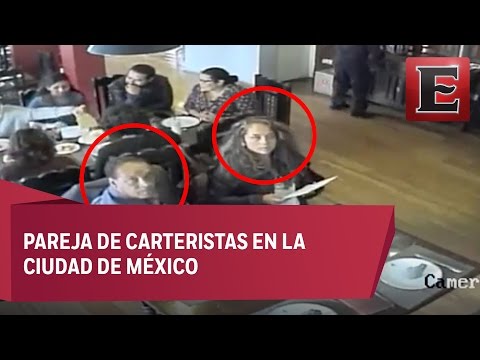 Así opera esta pareja de carteristas en la Ciudad de México. El video fue difundido por la víctima y proporcionado por el restaurante Tandoor en la colonia Anzures
