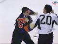 hockey fight between matt clackson of the philadelphia phantoms and paul bissonnette of the wilkes-barre/scranton penguins on november 26th, 2008.