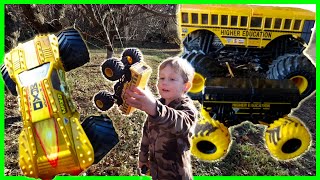 Jackson helps Baby Higher Education find Daddy Higher Education | KIDS pretend play | MONSTER TRUCKS