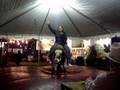 Jeanette riding the mechanical bull at peanut fest