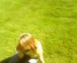 Athena and Me rolling down a hill