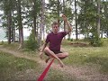 slackline FIRE STAFF practice