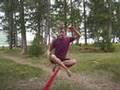 slackline FIRE STAFF practice