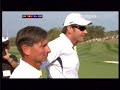 http://golfww.blogspot.com
the end came when jim furyk beat miguel angel jimenez on the 17th.
sunday's ryder cup singles results
anthony kim beat sergio garcia 5&4
hunter mahan halved with paul casey
justin leonard lost to robert karlsson 5&3
phil mickelson lost to justin rose 3&2
kenny perry beat henrik stenson 3&2
boo weekley beat oliver wilson 4&2
jb holmes beat soren hansen 2&1
jim furyk beat miguel angel jimenez 2&1
stewart cink lost to graeme mcdowell 2&1
steve stricker lost to ian poulter 3&2
ben curtis beat lee westwood 2&1
chad campbell beat padraig harrington 2&1