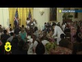 prince harry has met up with us first lady michelle obama at the white house to honour american military mothers. the prince walked into a room filled with c...