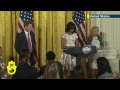 prince harry has met up with us first lady michelle obama at the white house to honour american military mothers. the prince walked into a room filled with c...