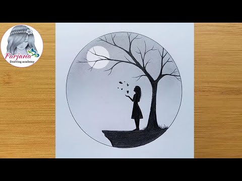 Play this video How to draw a girl with Butterfly in Moonlight for beginners  Pencil sketch  Art Video