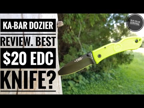 Ka-Bar Dozier Hunting Zombie Green Folding Knife - Black Plain