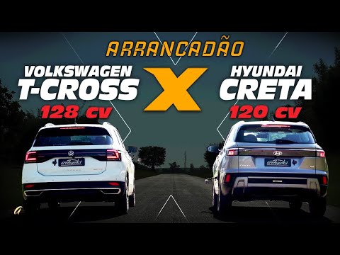 HYUNDAI CRETA 1.0T x VW T-CROSS 1.0T NO ARRANCADÃO! Quem vence o duelo dos SUVs mais vendidos do BR?