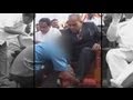 Child made to tie minister's shoe laces at a function in Madhya Pradesh