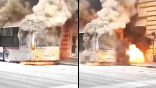 L 'incendie et l 'explosion de ce bus à Rome ont fait une grosse frayeur aux passants