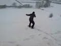 Nick Trying to snowboard on half a snowboard Nick Trying to snowboard on half a snowboard