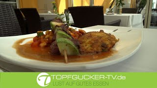 Wildlammspieß mit Patisson an Kartoffel-Karotten-Rösti | Topfgucker-TV