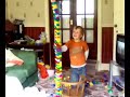 Jimmy knocking the tower down