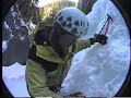 The hardest part of climbing ice is not climbing ice it is placing protection. Paul (not his real name) walks us through a simple demo of how to place an ice screw. Although this was shot some time ago the principal is the same. Just that the gear is a lot better and the process is a lot easier. COMPANY OF CANADIAN MOUNTAIN GUIDES BANFF CANADA 1 403 760 5731 ccmg@mountainguide.com www.mountainguide.com ... ice climbing banff screw placement joe paul 