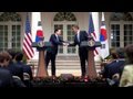 President Obama and President Lee of the Republic of Korea Talk to the Press
