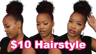 Natural style curly bun drawstring ponytail 