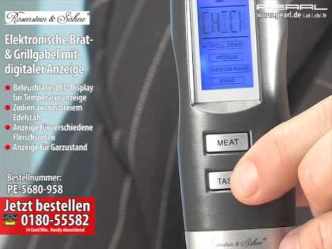 Rosenstein & Söhne Elektronische Brat- & Grillgabel mit LCD-Anzeige