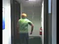 Luke running through a wall