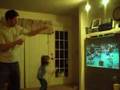 6 year old girl vs. 26 year old man on Nintendo Wii boxing