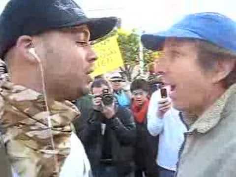 Liberal hot-head argues with Marines supporters in Berkeley