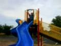 retard girl goin down a slide