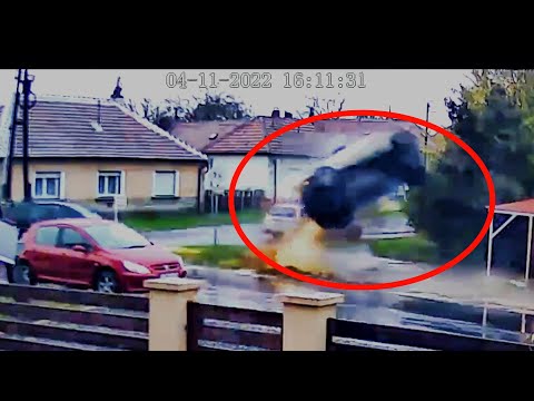 Fiatem wzbił się w powietrze jadąc przez małą miejscowość