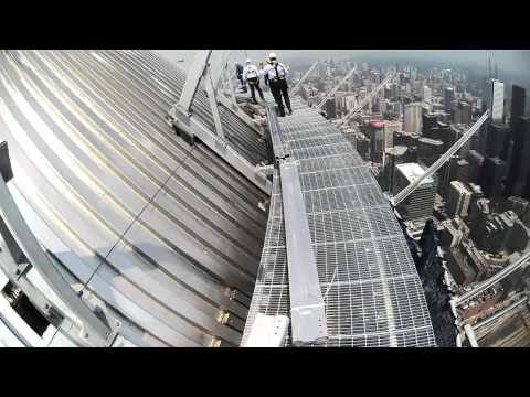 tower - The harnesses and construction in this video are not indicative of the final EdgeWalk attraction. Mark Laroche, President and CEO of Canada Lands Company, ge...