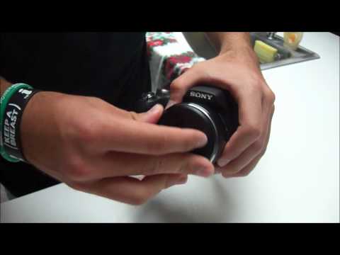 how to attach lens cap to sony hx100v