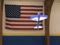 E-Flite Extra 260 3D Profile hovering in National Guard Armory